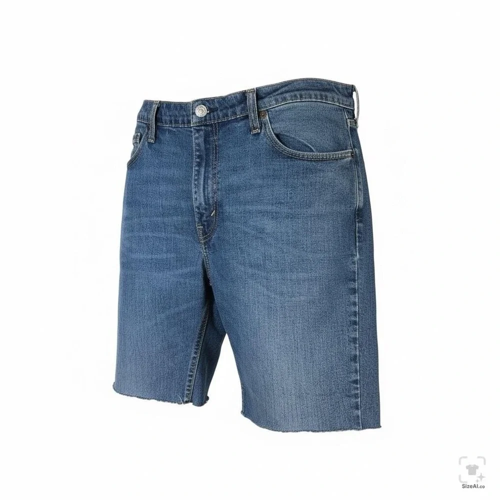 Levis 511 Shorts Mens 38 Blue Denim Slim Fit Cutoff Raw Hem Stretch 5 Pocket